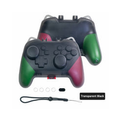 Transparent Clear Crystal Case Controller Protective Cover Handle Shell with charging port For Nintendo Switch Pro Controller - Transparent Black