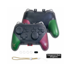 Transparent Clear Crystal Case Controller Protective Cover Handle Shell with charging port For Nintendo Switch Pro Controller - Black Kingdom