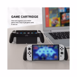 Handle Grip Case for Nintendo Switch OLED Controller with 6 Game Cards Store Slot Touch Non-slip Game Console Grip with - W