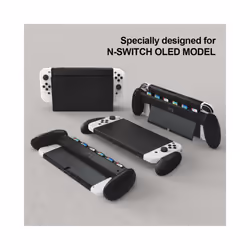 Handle Grip Case for Nintendo Switch OLED Controller with 6 Game Cards Store Slot Touch Non-slip Game Console Grip with - W