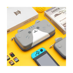 Switch Accessories Bags For GeekShare Cute Cats Ears Portable Hard Storage Bag For Switch OLED Gray 3D Ears Travel Carrying - Cat Gray Thickening