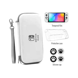 DATA FROG Carrying Pouch Compatible-Nintendo Switch OLED Storage Case Storage Bag Cover for Switch OLED Set Accessories - gray