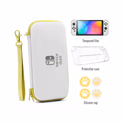 DATA FROG Carrying Pouch Compatible-Nintendo Switch OLED Storage Case Storage Bag Cover for Switch OLED Set Accessories - yel ...