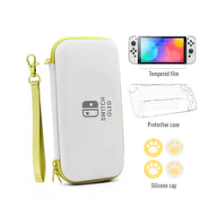 DATA FROG Carrying Pouch Compatible-Nintendo Switch OLED Storage Case Storage Bag Cover for Switch OLED Set Accessories - yellow