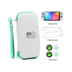 DATA FROG Carrying Pouch Compatible-Nintendo Switch OLED Storage Case Storage Bag Cover for Switch OLED Set Accessories - greed
