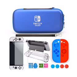 For Nintendo Switch Oled Case bundle Bag Pack Game Accessories Kit Hard Shell Travel Storage Bag JoyCon Protective Cover - Bl ...