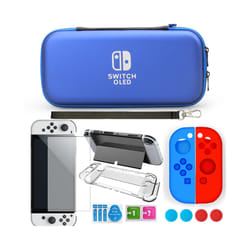 For Nintendo Switch Oled Case bundle Bag Pack Game Accessories Kit Hard Shell Travel Storage Bag JoyCon Protective Cover - Blue