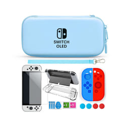 For Nintendo Switch Oled Case bundle Bag Pack Game Accessories Kit Hard Shell Travel Storage Bag JoyCon Protective Cover - Jungle Green