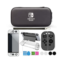 For Nintendo Switch Oled Case bundle Bag Pack Game Accessories Kit Hard Shell Travel Storage Bag JoyCon Protective Cover - Black