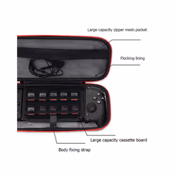 Portable Storage Bag For Nintendo Switch Hori Split Pad Pro Controller Carrying Case Gamepad Protection Box Game Card Slot - black