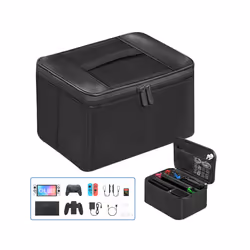 Carry Bag Console Travel Carrying Case Gamecard Holders Pouch Storage Bag for NS Portable EVA for Nintend Switch - Black