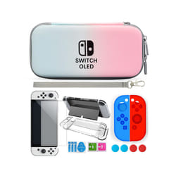 For Nintendo Switch Oled Case bundle Bag Pack Game Accessories Kit Hard Shell Travel Storage Bag JoyCon Protective Cover - Brick Red