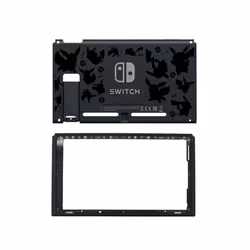 Black Rear Back Cover Replacement Housing Shell Case Bottom for Nintendo Switch Backplate with Frame - A