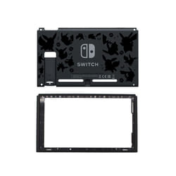 Black Rear Back Cover Replacement Housing Shell Case Bottom for Nintendo Switch Backplate with Frame - A