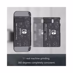 Black Rear Back Cover Replacement Housing Shell Case Bottom for Nintendo Switch Backplate with Frame - A