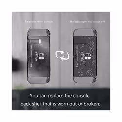 Black Rear Back Cover Replacement Housing Shell Case Bottom for Nintendo Switch Backplate with Frame - A
