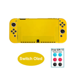Transparent TPU Soft Case Joycon Protective Shell Cover for Nintendo Switch NS Console Crystal Clear Back Protector Accessories - Yellow