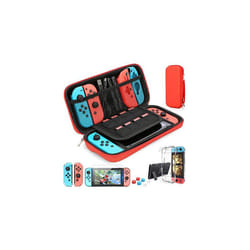 For Switch Case Compatible with Nintendo Switch, 9 in 1 Accessories kit with Carrying Case, Dockable Protective Case - Red