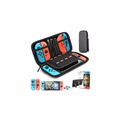 For Switch Case Compatible with Nintendo Switch, 9 in 1 Accessories kit with Carrying Case, Dockable Protective Case - Grey
