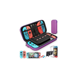 For Switch Case Compatible with Nintendo Switch, 9 in 1 Accessories kit with Carrying Case, Dockable Protective Case - PURPLE