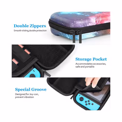 For Switch Case Compatible with Nintendo Switch, 9 in 1 Accessories kit with Carrying Case, Dockable Protective Case - PURPLE