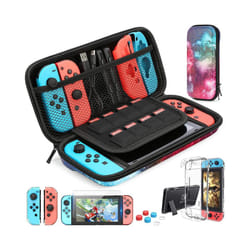For Switch Case Compatible with Nintendo Switch, 9 in 1 Accessories kit with Carrying Case, Dockable Protective Case - Galaxy