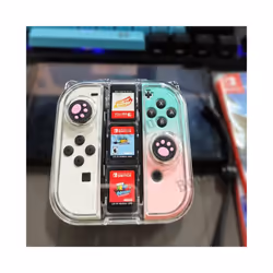 for Nintendo Switch/Switch OLED Handle Joycon Storage Box Protective Case Gamepad Controller Transparent Box NS Game Accessories - Cream pink