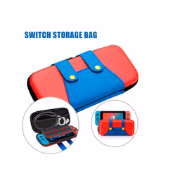 Portable PU Leather Storage Bag For Nintendo Switch Waterproof Case Cover for Nintend Switch NS Console Game Accessories - Red Blue