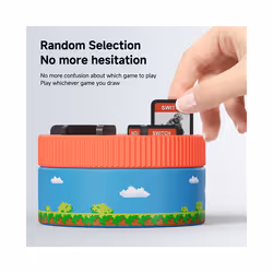 Hagibis Switch Rotating Game Card Case with 10 Game Card Slots Creative NS Card Storage Box Holder for Nintendo Switch/Lite/OLED - Blue Red
