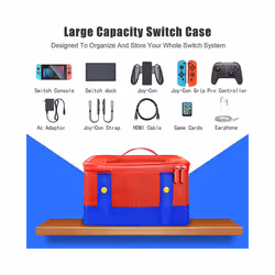 Large Carrying Protective Case Travel Storage Bag Compatible For Nintendo Switch Oled Console Pro Controller Game Storage - black