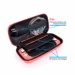 For Nintendo Switch Lite Hard EVA Carrying Case/Silicone Cover Thickened Protective Bags Shell Anti-Scratch Travel Storage - Red