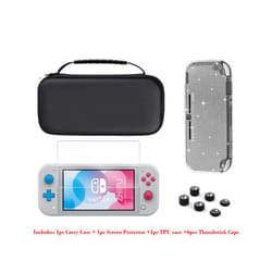 Switch Lite Accessories Bundle - Soft Glitter TPU Protective Case & Screen Protector for NS Switch Lite Carrying Case Bag - Pack A