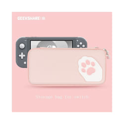 GeekShare Storage Bag Cute Cat Claw CP Hard Portable Bags For Nintendo Switch Lite And OLED Card Box For NS Game Console - Pink for lite