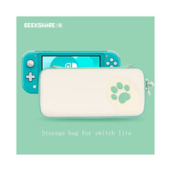 GeekShare Storage Bag Cute Cat Claw CP Hard Portable Bags For Nintendo Switch Lite And OLED Card Box For NS Game Console - White for lite