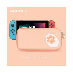GeekShare Storage Bag Cute Cat Claw CP Hard Portable Bags For Nintendo Switch Lite And OLED Card Box For NS Game Console - Orange for switch