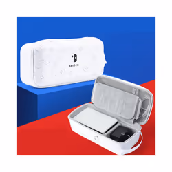 For Nintendo Switch & OLED PU Storage Bag Hard Portable Carrying Case Bracket Pouch Console Protective Cover Accessories - wh ...