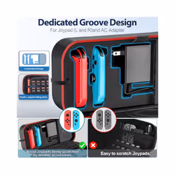 Carrying Storage Case For Nintendo Switch&Switch OLED Portable Switch Travel Carry Case Fit for Joy-Con and Adapter 20 Game - Black