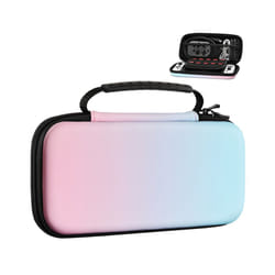MoKo Carry Case for Nintendo Switch and New Switch OLED Console,Hard Shell Portable Travel Carry Case w/10 Game Card Slots - JBlue Pink