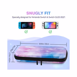 MoKo Carry Case for Nintendo Switch and New Switch OLED Console,Hard Shell Portable Travel Carry Case w/10 Game Card Slots - JBlue Pink