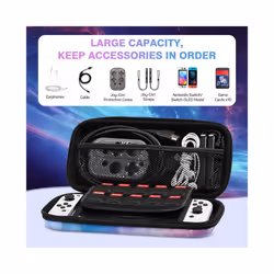 MoKo Carry Case for Nintendo Switch and New Switch OLED Console,Hard Shell Portable Travel Carry Case w/10 Game Card Slots - JBlue Pink