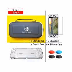 For Nintend Switch OLED Hard Case Cover Travel Storage Bag&Crystal Shell &Screen Glass Film for Nintendo Switch OLED Accessor ...