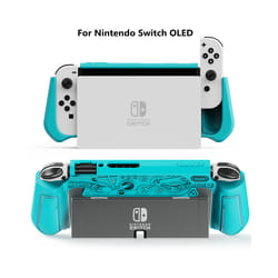 For Nintendo Switch Case TPU Grip Protective shell Shockproof Armor Back Cover for nintendo switch Oled case dust-proof - Switch Oled Green
