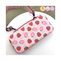 Sakura Pink Portable Storage Bag for Switch Travel Carrying Cherry Blossoms Bag Case for Nintendo SwitchGame - For Switch Straberry