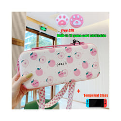 Blue Carry Case Accessories Storage Bag for Nintendos Switch Portable Travel Case for Nitendo Switch Lite Console Accessories - Switch Peach Bag