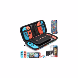 HEYSTOP Switch Carrying Bag for Nintendo Switch Case with  9 in 1 Nintendo Switch Accessories Kit and 6 Pcs Thumb Grip - Flow ...