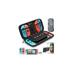 HEYSTOP Switch Carrying Bag for Nintendo Switch Case with  9 in 1 Nintendo Switch Accessories Kit and 6 Pcs Thumb Grip - Flower