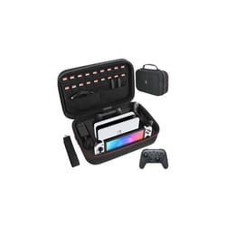 Carrying Storage Case Compatible with Nintendo Switch & OLED Model, Switch Case with 18 Game Cartridges Protective Travel - Black
