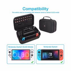 Carrying Storage Case Compatible with Nintendo Switch & OLED Model, Switch Case with 18 Game Cartridges Protective Travel - Black