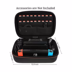 Carrying Storage Case Compatible with Nintendo Switch & OLED Model, Switch Case with 18 Game Cartridges Protective Travel - Black