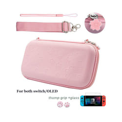 Pink Sakura Flower Skin Shell Carry Bag Switch OLED PU Waterproof Pouch Case Storage Cover Box for Nintendo Switch Console - Pink For Switch OLED